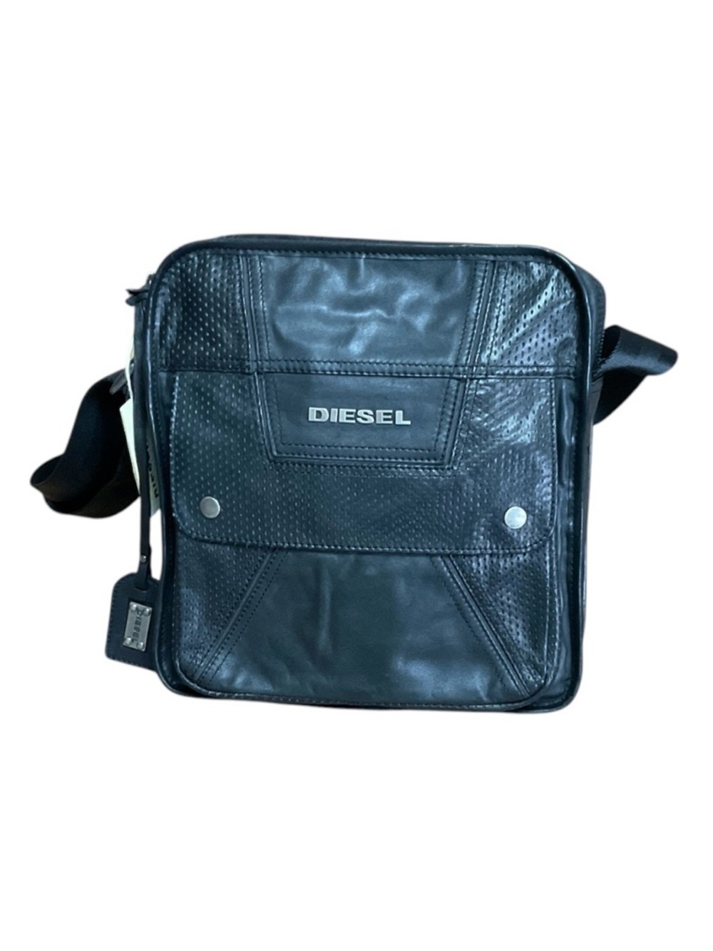 Diesel Men's Industrial Black Crossbody Bag with Logo Detail